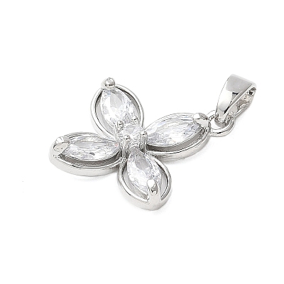 Brass Micro Pave Cubic Zirconia Pendants KK-D357-14B-P-1