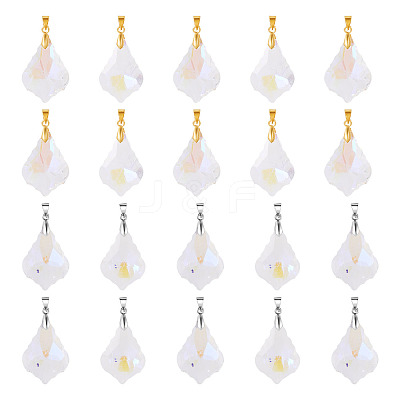 20Pcs 2 Colors AB Color Plated Electroplate Glass Pendants PALLOY-TA00331-1