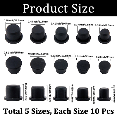 50Pcs 5 Styles Silicone Hole Plugs AJEW-GF0011-62A-1