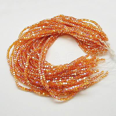 Electroplate Glass Beads Strands EGLA-D018-6x6mm-52-1