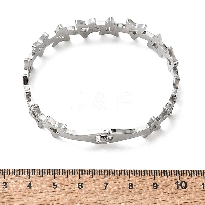Hollow Star 304 Stainless Steel Bangles for Women BJEW-A166-01A-P-1