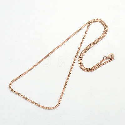 Unisex Casual Style 304 Stainless Steel Curb Chain Necklaces STAS-O037-54RG-1