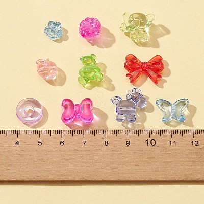 150G 10 Style Transparent Acrylic Beads TACR-FS0001-31-1