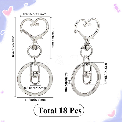 18Pcs Alloy Swivel Keychain Clasps KEYC-SP0001-48B-P-1