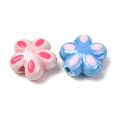 Five Petal Flower Bright Glazed Porcelain Beads PR-CBA4DE3-01-1