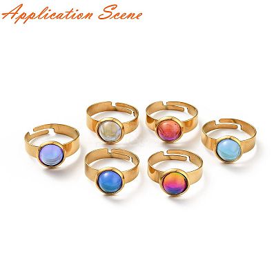 Ion Plating(IP) Adjustable 304 Stainless Steel Finger Rings Components STAS-P291-01F-G-1
