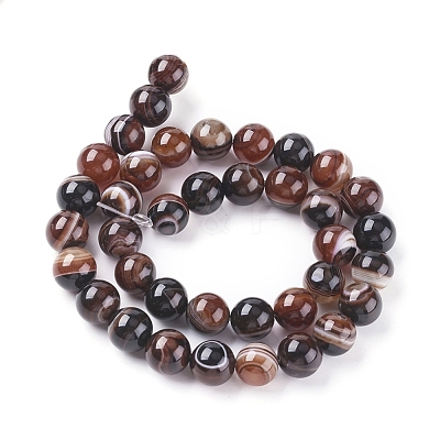 Natural Striped Agate/Banded Agate Beads Strands G-G582-10mm-45-1