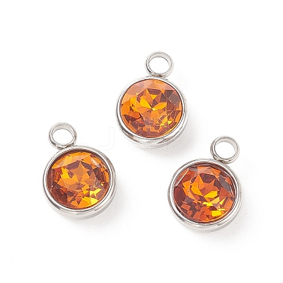 304 Stainless Steel Glass Rhinestone Charms STAS-E052-56C-1