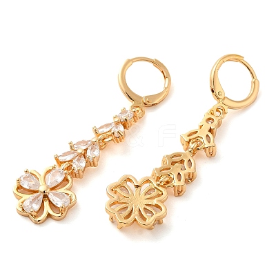 Rack Plating Golden Brass Dangle Leverback Earrings EJEW-B037-02G-02-1