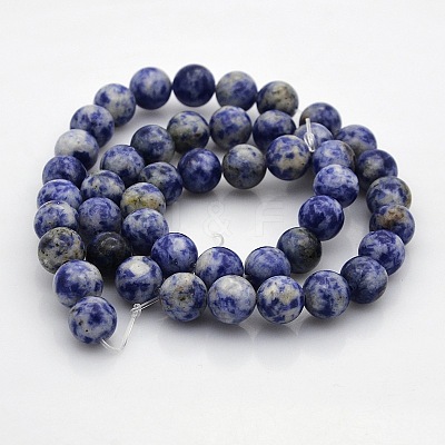 Natural Blue Spot Jasper Round Bead Strands G-N0120-48-8mm-1