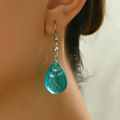 Resin & Alloy Dangle Earrings WGE62B3-02-1