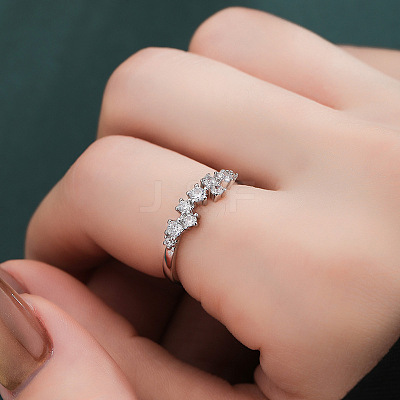 Adjustable Brass Micro Pave Clear Cubic Zirconia Finger Rings WGD9C30-01-1
