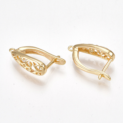 Brass Hoop Earring Findings with Latch Back Closure KK-S350-070G-1