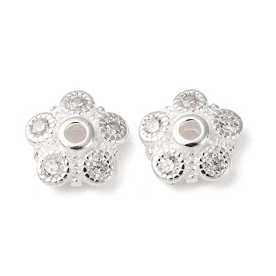 925 Sterling Silver Clear Cubic Zirconia Bead Caps STER-A047-07B-S-1