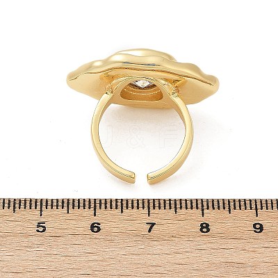 Brass Pave Cubic Zirconia Adjustable Open Cuff Rings for Women RJEW-R032-01G-1