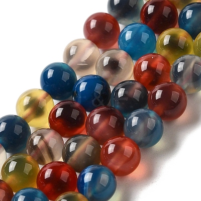 Natural Dyed & Heated Runny Agate Beads Strands G-K356-A01-01-1