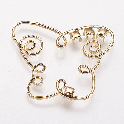 Brass Connectoe Rhinestone Settings LS-KK-F731-55G-1