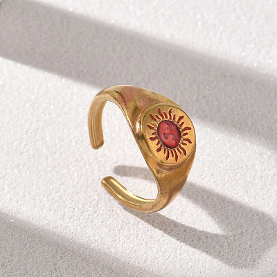 304 Stainless Steel Enamel Cuff Open Rings SA-CBA5A8D-01G-1