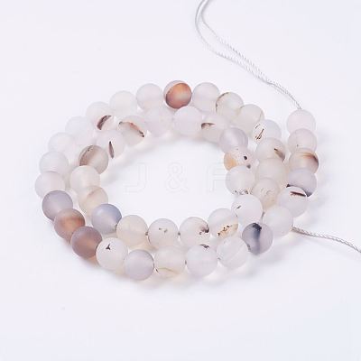 Natural Dendritic Agate Beads Strands G-J376-07-8mm-1