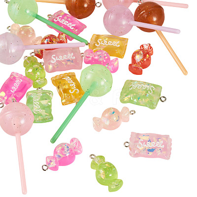 24Pcs 12 Styles Resin Imitation Food Pendants RESI-TA0004-22-1
