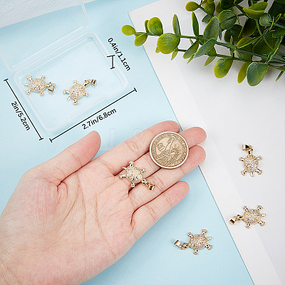 6Pcs Brass Micro Pave Cubic Zirconia Pendants KK-BBC0010-28-1