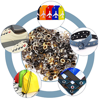 200 Sets 4 Colors Iron Grommet Eyelet Findings SCRA-GF0001-10A-02-1