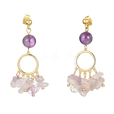 Golden Brass Ring Chandelier Earrings EJEW-TA00289-02-1