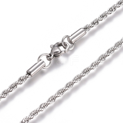 Non-Tarnish Unisex 304 Stainless Steel Rope Chain Necklaces STAS-D0002-33P-1