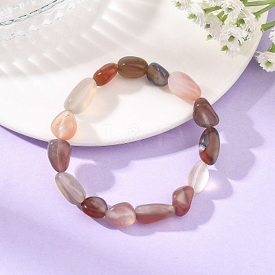 Natural Crimson Agate Nuggets Beaded Stretch Bracelets for Women BJEW-JB14264-1