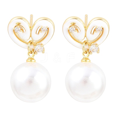 Valentine's Day Brass Clear Cubic Zirconia Dangle Stud Earrings EJEW-Z164-07G-01-1