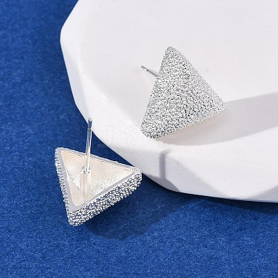 Brass Textured Stud Earrings EJEW-A143-02D-S-1
