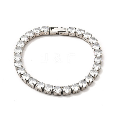 Clear Cubic Zirconia Tennis Bracelet BJEW-E009-25B-P-1