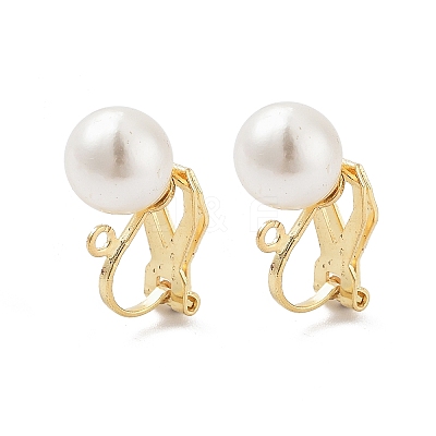 304 Stainless Steel Clip-on Earring Findings with Imitation Pearl Plastic Beaded X-STAS-H216-03B-G-1