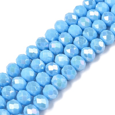 Electroplate Glass Beads Strands EGLA-A044-P8mm-B08-1