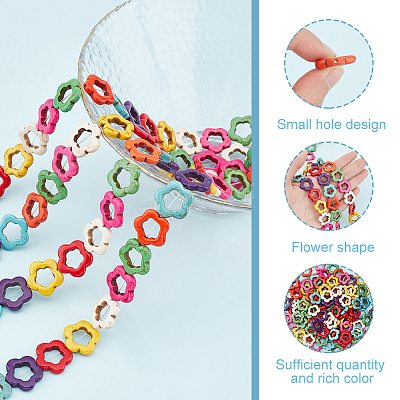 Flower Synthetic Turquoise Beads Strands TURQ-AR0001-15-1
