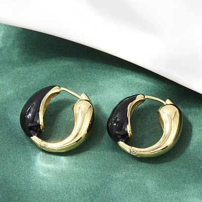 Brass Enamel Stud Earrings EJEW-M082-03G-1