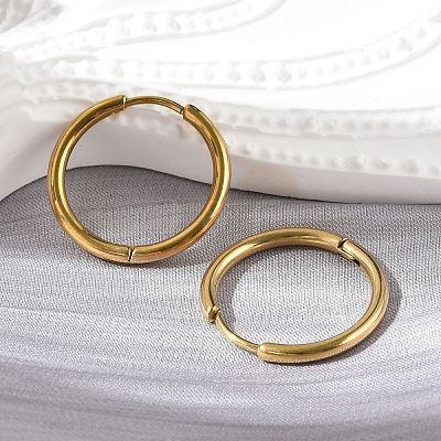 304 Stainless Steel Huggie Hoop Earrings EJEW-G272-02-16mm-G-1