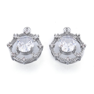 Brass Micro Pave Clear Cubic Zirconia Charms KK-N216-555P-1