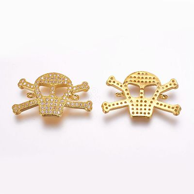 Brass Micro Pave Cubic Zirconia Links ZIRC-F053-42G-1