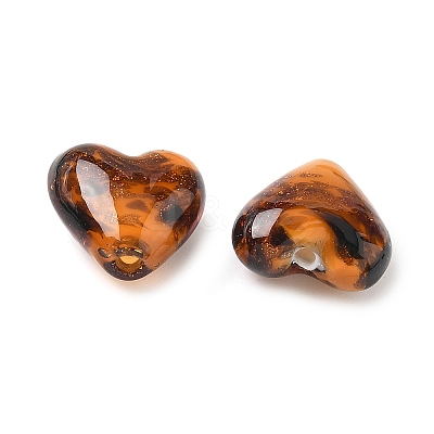 Handmade Gold Sand Lampwork Beads Strands LAMP-Q045-08A-02-1