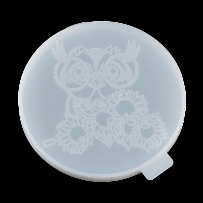 Flat Round with Owl & Flower DIY Cup Mat Silicone Molds LS-SIL-F007-06C-1