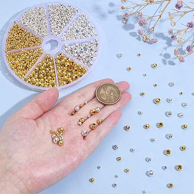 8 Styles Brass Smooth Round Beads KK-PH0013-53-1