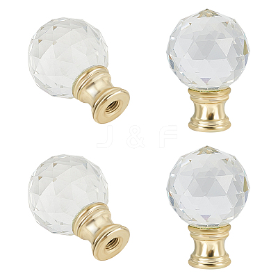 Glass Crystal Lamp Finials with Iron Finish Base FIND-WH0148-176B-1