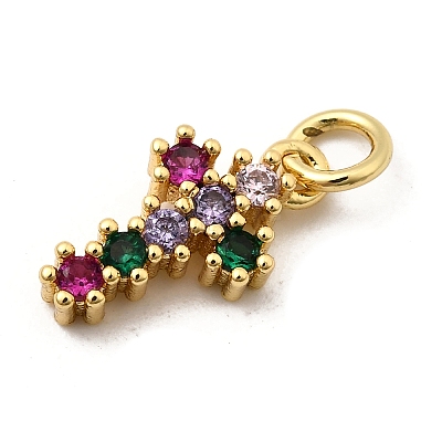 Brass Micro Pave Colorful Cubic Zirconia Charms KK-I360-036G-1
