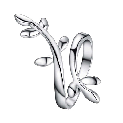 Partysu Platinum Plated Brass Olive Cuff Metal Rings RJEW-EE0002-005P-D-1