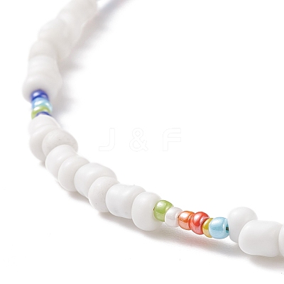 Glass Seed Beaded Necklace for Women NJEW-JN03933-1