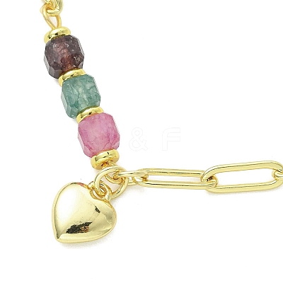 Brass Heart Charm Bracelets BJEW-JB13612-1