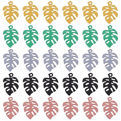 30Pcs 5 Colors Spray Painted Alloy Pendants FIND-BC0003-26-1
