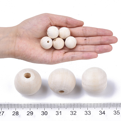 Natural Unfinished Wood Beads WOOD-S651-A20mm-LF-1