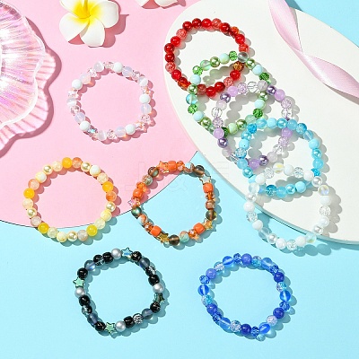 DIY Round Glass Beads Jewelry Making Findings Kits DIY-YW0010-93A-1